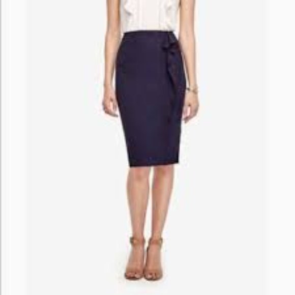 NWT Ann Taylor Navy Mockingbird Ruffle Skirt - Picture 3 of 10